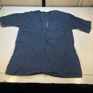 VINTAGE Luxury Designer BOHO HIPPIE PIRATE STYLE TOP SHIRT Sz XXL Blue